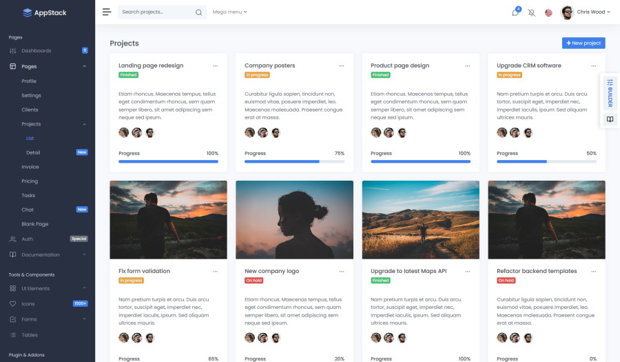 Projects Bootstrap 4 Dashboard Theme